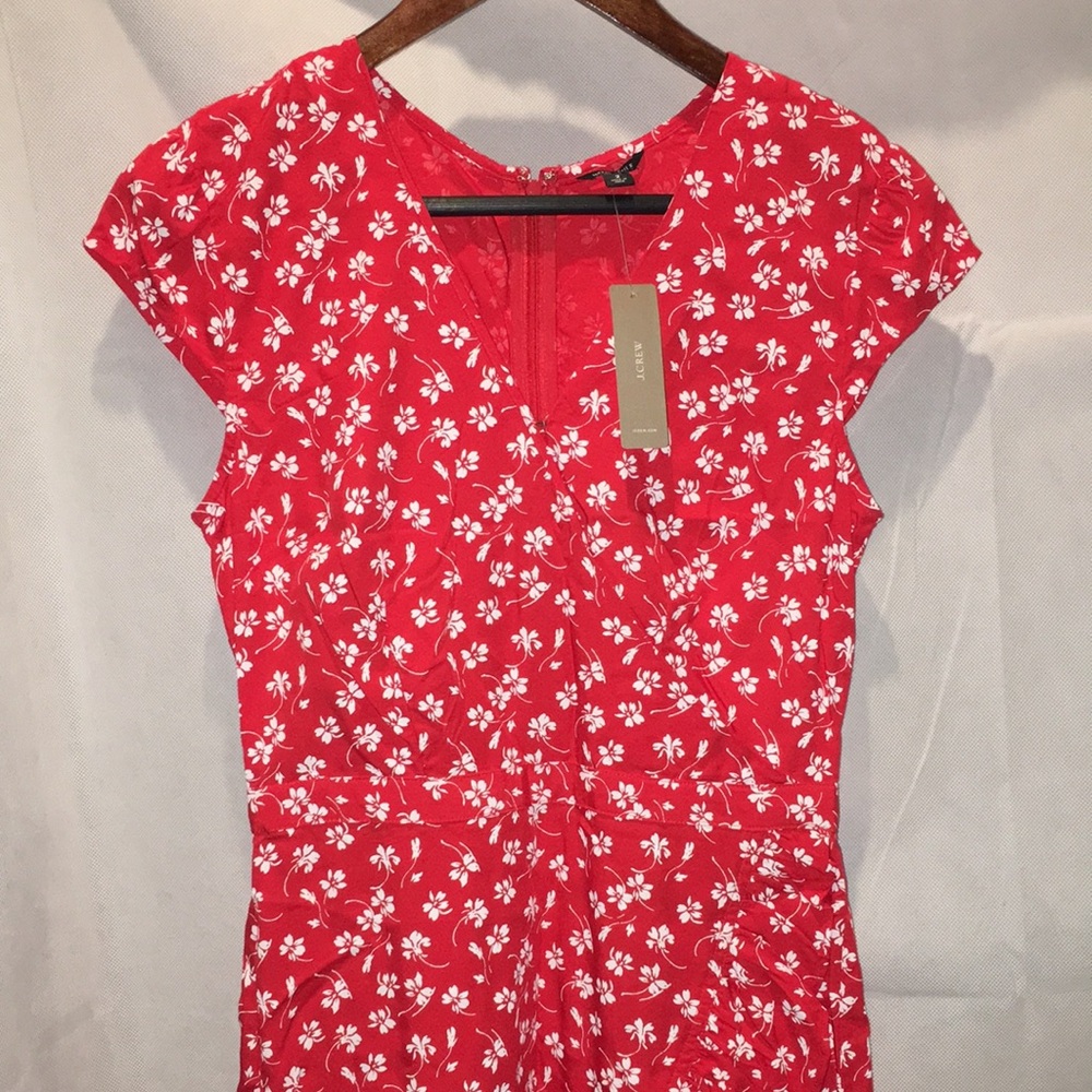 NWT J Crew Mercantile Red And White Floral Print Dress | Size 2